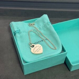Tiffany & Co. Silver Engraved Heart Necklace